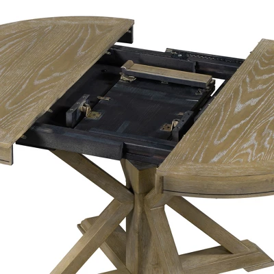 5 PCS Extendable Wood Dining Table Set With Round Table And 4 Upholstered Chairs-ModernLuxe 13 5 PCS Extendable Wood Dining Table Set With Round Table And 4 Upholstered Chairs-ModernLuxe - Image 11