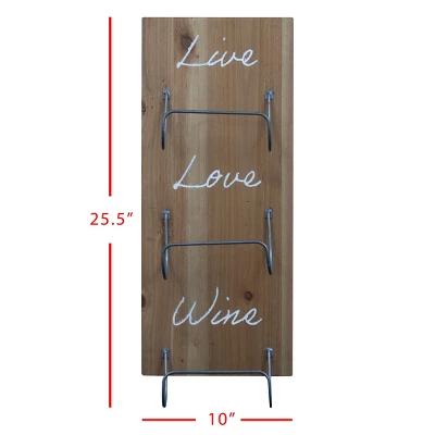 Three Bottle "Live Love Wine" Wood Wall Mount Wine Rack - Foreside Home & Garden 6 Three Bottle "Live Love Wine" Wood Wall Mount Wine Rack - Foreside Home & Garden - Image 4