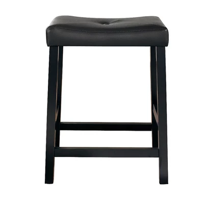 Set Of 2 24" Upholstered Saddle Seat Counter Height Barstools Black - Crosley 4 Set Of 2 24" Upholstered Saddle Seat Counter Height Barstools Black - Crosley - Image 2
