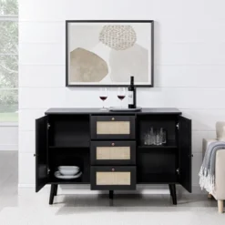 Modern Boho Wood And Rattan Storage Sideboard Black - Saracina Home -Furniture Store GUEST 7bc37572 f000 43c4 929d e98d99d140c8