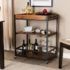 Capri Oak And Finished Mobile Metal Bar Cart With Stemware Rack Brown - Baxton Studio -Furniture Store GUEST 7c4ce677 9776 4e3e 9c7e f60018d872b5