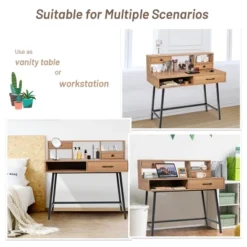 Costway Makeup Vanity Table Computer Writing Desk Storage With Drawer Shelf Industrial -Furniture Store GUEST 7e23366e 04cd 4b85 b2a7 1ffb51f6ad1d