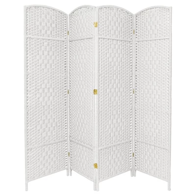 6 Ft. Tall Diamond Weave Fiber Room Divider 4 Panels - Oriental Furniture 5 6 Ft. Tall Diamond Weave Fiber Room Divider 4 Panels - Oriental Furniture - Image 3