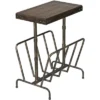 Uttermost Industrial Brushed Iron Metal Rectangular Accent Side End Table 17" X 12" Walnut Acacia Wood Tabletop For Living Room -Furniture Store GUEST 801afd2d 82e3 47e3 8a93 e9bdfe3b9d93
