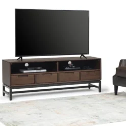 Devlin Mid-Century Low TV Stand For TVs Up To 65" Walnut Brown - WyndenHall