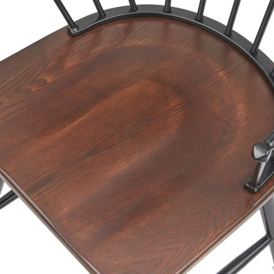 Set Of 2 Milo Windsor Metal With Wood Seat Dining Armchairs Black/Espresso Brown - Buylateral 5 Set Of 2 Milo Windsor Metal With Wood Seat Dining Armchairs Black/Espresso Brown - Buylateral - Image 3