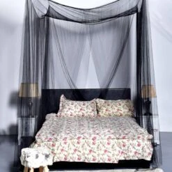 4 Corner Post Bed Canopy Mosquito Net Full Queen King Size Netting Bedding Black -Furniture Store GUEST 80c3c6ed f68e 46d8 bac2 8c86724a4f3e