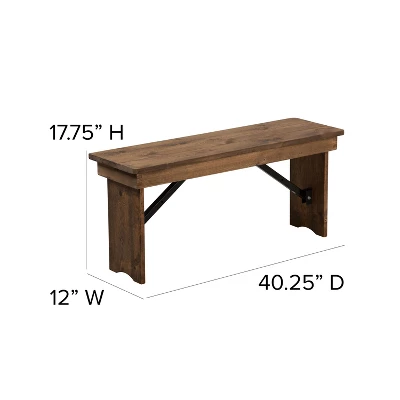 Merrick Lane Antique Solid Pine Folding Farmhouse Style Bench 10 Merrick Lane Antique Solid Pine Folding Farmhouse Style Bench - Image 8