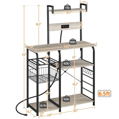 Yaheetech 4-Tier 55" Kitchen Baker's Rack With Power Outlet 4 Yaheetech 4-Tier 55" Kitchen Baker's Rack With Power Outlet - Image 2
