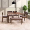 6pc Branson Wood Dining Set With Bench Walnut Stain - CorLiving