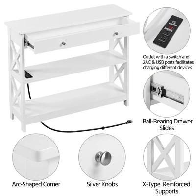 Yaheetech Wooden Console Table Entryway Table With Power Outlet 5 Yaheetech Wooden Console Table Entryway Table With Power Outlet - Image 3