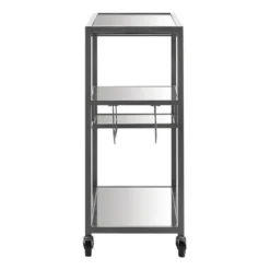 Estelle Step Tier Metal And Glass Bar Cart - Inspire Q -Furniture Store GUEST 834e9429 12fc 4a43 adf2 4da4d9b87e3a