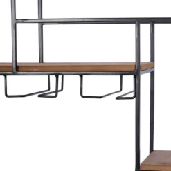 Metal Geometric 7 Bottle Wall Wine Rack With 5 Glass Holder Slots Black - Olivia & May -Furniture Store GUEST 835a57f1 77d6 45fc 87b9 e9b0eda61562