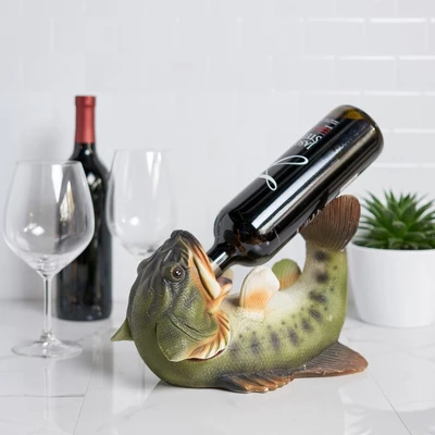 True Boozy Bass Polyresin Wine Bottle Holder Set Of 1, Green, Holds 1 Standard Wine Bottle 5 True Boozy Bass Polyresin Wine Bottle Holder Set Of 1, Green, Holds 1 Standard Wine Bottle - Image 3