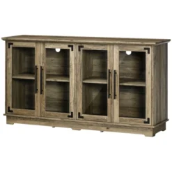 HOMCOM Farmhouse Sideboard, Buffet Cabinet, Coffee Bar Cabinet With 4 Glass Doors, Credenza, Distressed Grey 8 HOMCOM Farmhouse Sideboard, Buffet Cabinet, Coffee Bar Cabinet With 4 Glass Doors, Credenza, Distressed Grey -Furniture Store GUEST 841740ac 8662 47bf 95dc 571ced029c3b