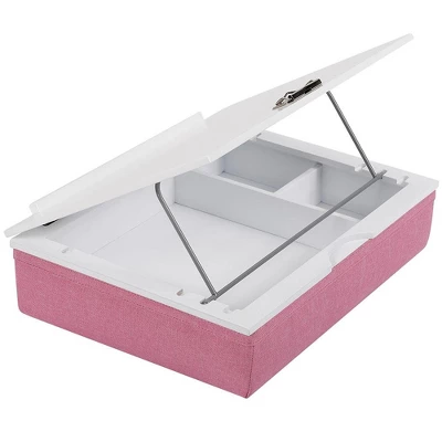 BIRDROCK HOME Lap Desk With Storage And Cushion (Pink) 3 BIRDROCK HOME Lap Desk With Storage And Cushion (Pink)
