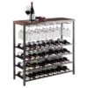 Michelle Wine Rack With Glass Hanger Metal/Antique Bronze/Teak - Winsome -Furniture Store GUEST 8564c457 0d7e 4a4c 9d04 8c5ed1383953