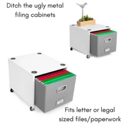 BirdRock Home Rolling Storage File Cabinet With 1 Lateral Drawer - White -Furniture Store GUEST 8622c5d8 e216 4859 adff 403d4c13488c