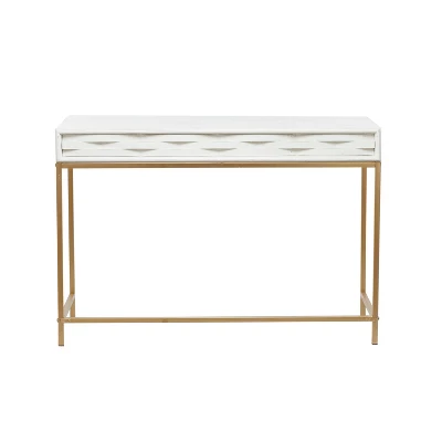 Contemporary 2 Drawer Metal Console Table White - Olivia & May 3 Contemporary 2 Drawer Metal Console Table White - Olivia & May