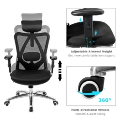 High Back Mesh Office Chair Adjustable Lumbar Support&Headrest Home Study Black -Furniture Store GUEST 8892bf8f b70c 4b12 b90e bbc24ea9da1c