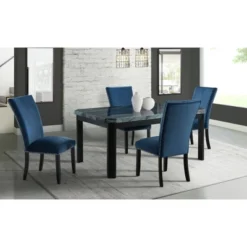 5pc Celine Dining Set With Table And 4 Velvet Chairs Gray - Picket House Furnishings