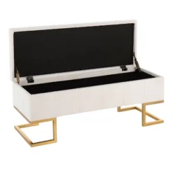 41" Midas Glam Storage Bench Steel/Velvet Gold/White - LumiSource