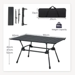Tangkula Folding Camping Table Collapsible Aluminum Roll Up Beach Table With Carrying Bag 4-Level Adjustable Height Dark/Silver -Furniture Store GUEST 8a6264f4 a7e3 42e8 84e9 33c0ee0be233