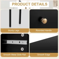 Costway Corner Computer Desk Writing Workstation Study Desk W/ 2 Drawers WhiteBlackGold -Furniture Store GUEST 8cae60c6 c641 44ad 8bd4 81f5b770de89