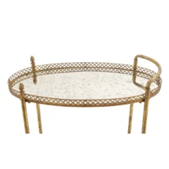 Oval Mirror Rolling Bar Cart Gold - Olivia & May -Furniture Store GUEST 8d0233ee 42ba 4e94 868b 43cb044e3e9e