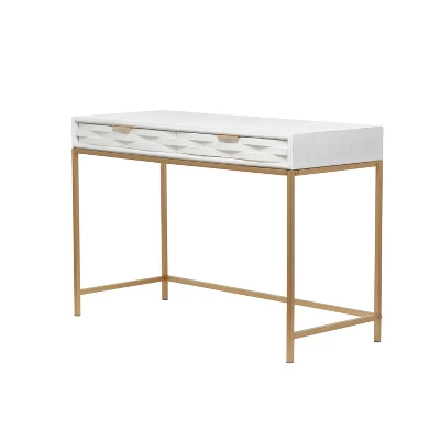 Contemporary 2 Drawer Metal Console Table White - Olivia & May 9 Contemporary 2 Drawer Metal Console Table White - Olivia & May - Image 7