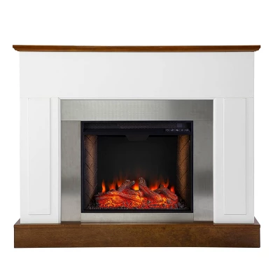 Cerkby Industrial Fireplace White/Dark Tobacco - Aiden Lane 10 Cerkby Industrial Fireplace White/Dark Tobacco - Aiden Lane - Image 8