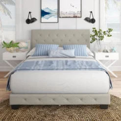 Reese Button Tufted Linen Upholstered Platform Bed Frame - Eco Dream 12 Reese Button Tufted Linen Upholstered Platform Bed Frame - Eco Dream -Furniture Store GUEST 8f84ded7 7318 4da1 b3e6 c464443e45cb
