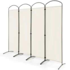 Costway 4 Panels Folding Room Divider 6 Ft Tall Fabric Privacy Screen Black/Brown/Grey/White -Furniture Store GUEST 906e721d 12a8 4ea6 9bbb 37f65669c10d