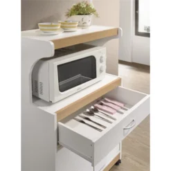 Microwave Kitchen Cart In White - Hodedah -Furniture Store GUEST 90be18f6 ffdd 4d6a b347 709078d4b966