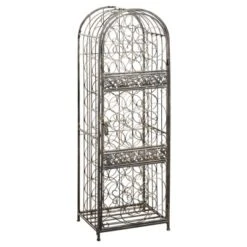 HOMCOM 45 Bottle Wrought Iron Wine Rack Jail With Lock - Antique Bronze -Furniture Store GUEST 91788c22 4897 4c86 ae6c fe3638e1f480