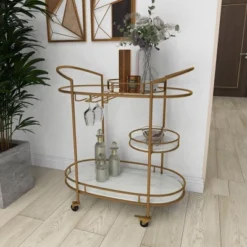 Contemporary Iron Bar Cart Gold - Olivia & May 30 Contemporary Iron Bar Cart Gold - Olivia & May -Furniture Store GUEST 927969e6 6ae6 4d6c ab41 f09d2a692396