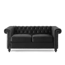 Brinkhaven Modern Glam Tufted Velvet Loveseat With Nailhead Trim - Christopher Knight Home -Furniture Store GUEST 931465da fe47 42fe 9be8 4ce9dca19648