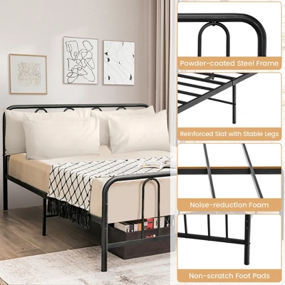 Costway Stylish Full Size Metal Bed Frame Platform Bed Base W/ Headboard & Footboard 7 Costway Stylish Full Size Metal Bed Frame Platform Bed Base W/ Headboard & Footboard - Image 5