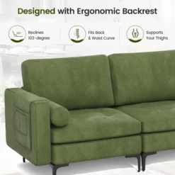 Costway Modern Modular 3-Seat Sofa Couch W/ Side Storage Pocket & Metal Legs Army Green 14 Costway Modern Modular 3-Seat Sofa Couch W/ Side Storage Pocket & Metal Legs Army Green -Furniture Store GUEST 94cc3ab2 436e 463d a0e7 44f9953c2e4a
