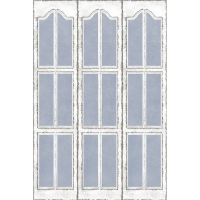6" Double Sided Shutters Canvas Room Divider Blue - Oriental Furniture 3 6" Double Sided Shutters Canvas Room Divider Blue - Oriental Furniture