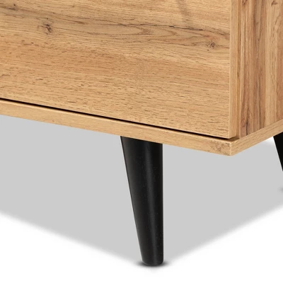 Radley Wood 3 Drawer Sideboard Buffet Oak Brown/Black - Baxton Studio 5 Radley Wood 3 Drawer Sideboard Buffet Oak Brown/Black - Baxton Studio - Image 3