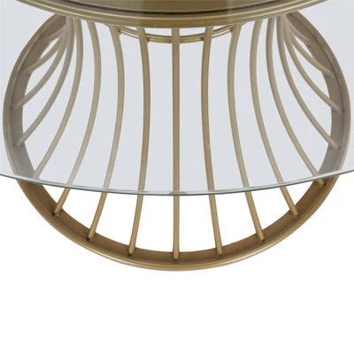 Westwood Glass Top Dining Table With Tempered Glass Brass - CosmoLiving By Cosmopolitan 5 Westwood Glass Top Dining Table With Tempered Glass Brass - CosmoLiving By Cosmopolitan - Image 3