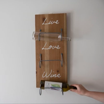 Three Bottle "Live Love Wine" Wood Wall Mount Wine Rack - Foreside Home & Garden 8 Three Bottle "Live Love Wine" Wood Wall Mount Wine Rack - Foreside Home & Garden - Image 6