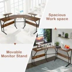 Costway 88.5'' L Shaped Reversible Computer Desk 2 Person Long Table Monitor Stand -Furniture Store GUEST 9bbf13f7 f0f8 41a5 a7c0 d5c9a809eb53
