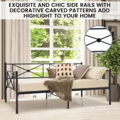 Costway Twin Metal Daybed Frame With Slats Classic Mattress Foundation Bed Sofa WhiteBlack -Furniture Store GUEST 9ce23c44 80d9 48af 8be3 9939293c6e7f