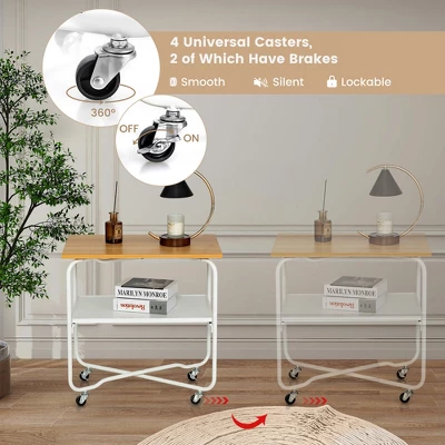 Tangkula 2-Tier Folding Rolling Cart Kitchen Utility Cart Tool-Free Installing 8 Tangkula 2-Tier Folding Rolling Cart Kitchen Utility Cart Tool-Free Installing - Image 6