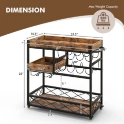 Costway 3-Tier Mobile Bar Serving Cart Liquor Storage Trolley With Removable Tray Wine Rack -Furniture Store GUEST 9d8391bc f087 4649 bddd 1f3a5c3c1676