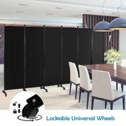 Costway 6-Panel Folding Room Divider 6FT Rolling Privacy Screen With Lockable Wheels Black/Brown/Grey/White -Furniture Store GUEST 9ee34660 5c00 4f1f 9fc0 cf9d9f143021
