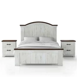3pc Willow Rustic Bedroom Set With 2 Nightstands Distressed White/Walnut - HOMES: Inside + Out -Furniture Store GUEST 9f0f4443 b3a9 4d75 9ed5 43419b4e2371