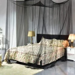 4 Corner Post Bed Canopy Mosquito Net Full Queen King Size Netting Bedding Black -Furniture Store GUEST 9f608ca2 4c4c 4f7b 9278 a86e8eedd20b
